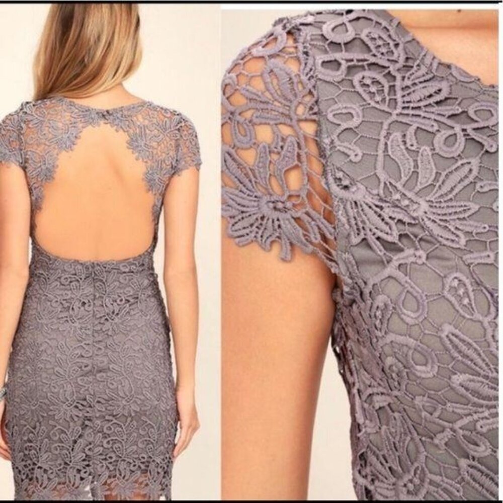 Lulu’s Hidden Talent Backless Open Back Lace Overlay Bodycon Shift Mini Dress - Picture 3 of 10